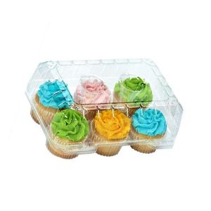 Tùy Chỉnh 6 Đếm Vỏ Sò Bản Lề Trong Suốt Mini <span class=keywords><strong>Cupcake</strong></span> Container Có Nắp Đậy Rõ Ràng Nhựa <span class=keywords><strong>Cupcake</strong></span> Container Hộp - Product Image 3