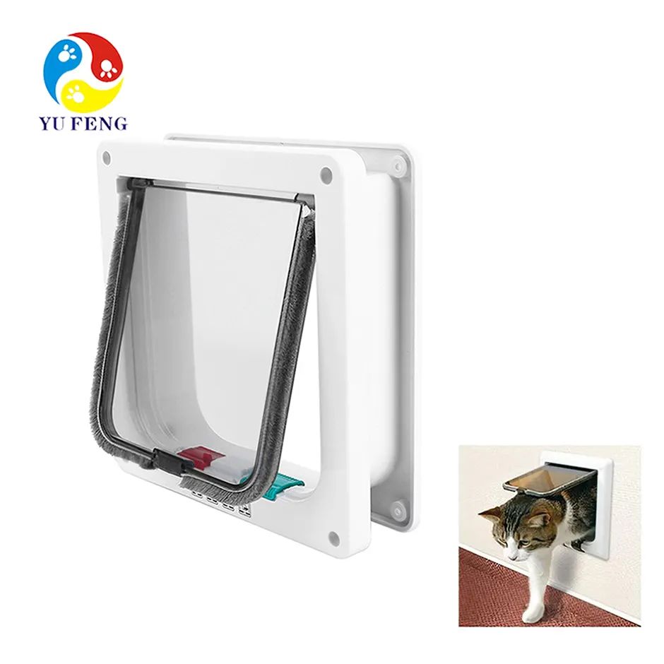 Prodotto dell'animale domestico 4 Vie Blocco Cat Flap Colore Bianco Magnetico Animale Domestico del Cucciolo del Gatto Porta Sml Size