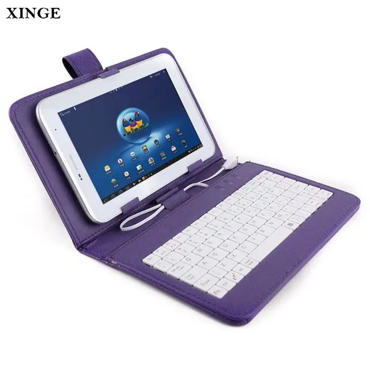 Venta al por mayor Micro 6,7,8,9 pulgadas Universal de cuero Pu teclado Tablet funda