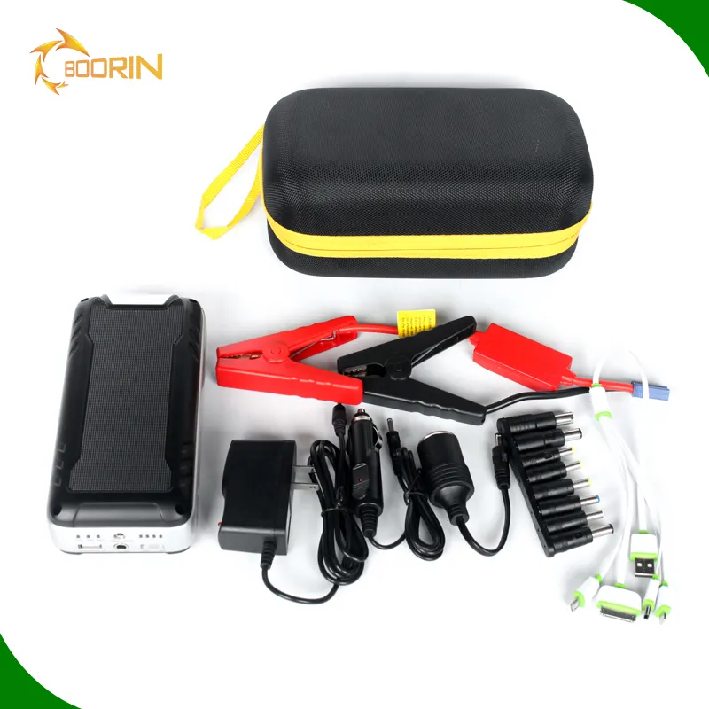 portable 12v 24v Emergence tool kit smart battery jump starter pack with air compressor, high power bank car jump start