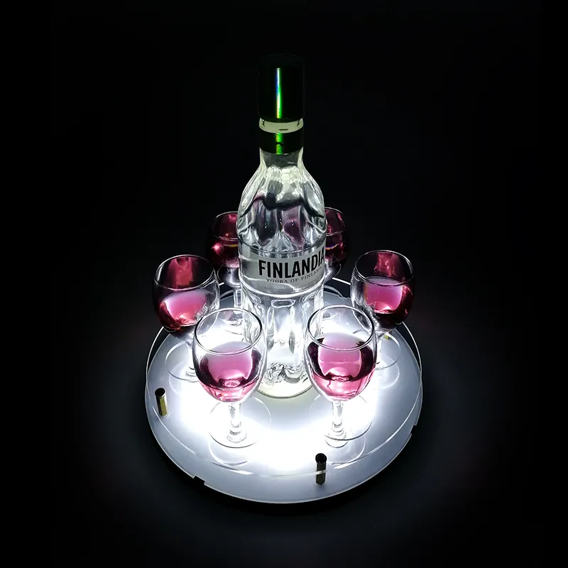 Glow shot glass holder illuminated servng clear acrylic wholesale custom printed drink trays