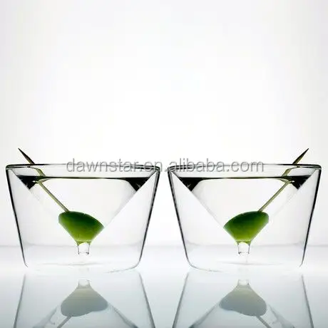 Di alta qualità in vetro borosilicato a doppia parete stemless bicchiere da martini bicchiere di champagne