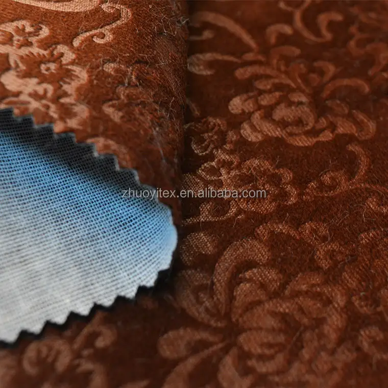 Tela de tapicería para cortina, tejido de terciopelo suave con relieve de flores personalizadas, tejido de terciopelo 100% poliéster liso, urdimbre de Punto ligero