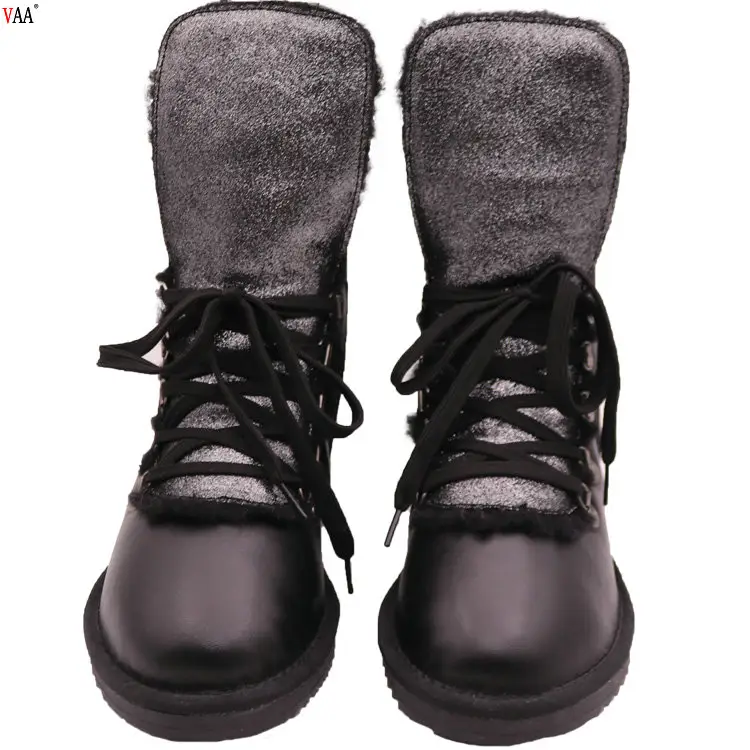 Botas de nieve de cuero genuino para hombre, botines coreanos de vaquero