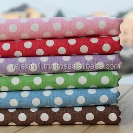 Untuk Rumah Tekstil Dicetak Kain Polka Dot 100% Katun Tirai Bantal Kasur Tenun SLUB Carded Make-To-Order 58/60"