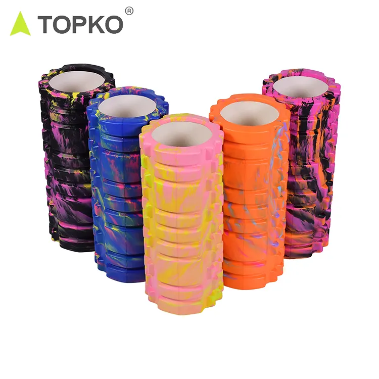 TOPKO personalizzato personalizzato yoga fitness camo massaggio muscolare alla schiena rulli in schiuma cava EVA nera