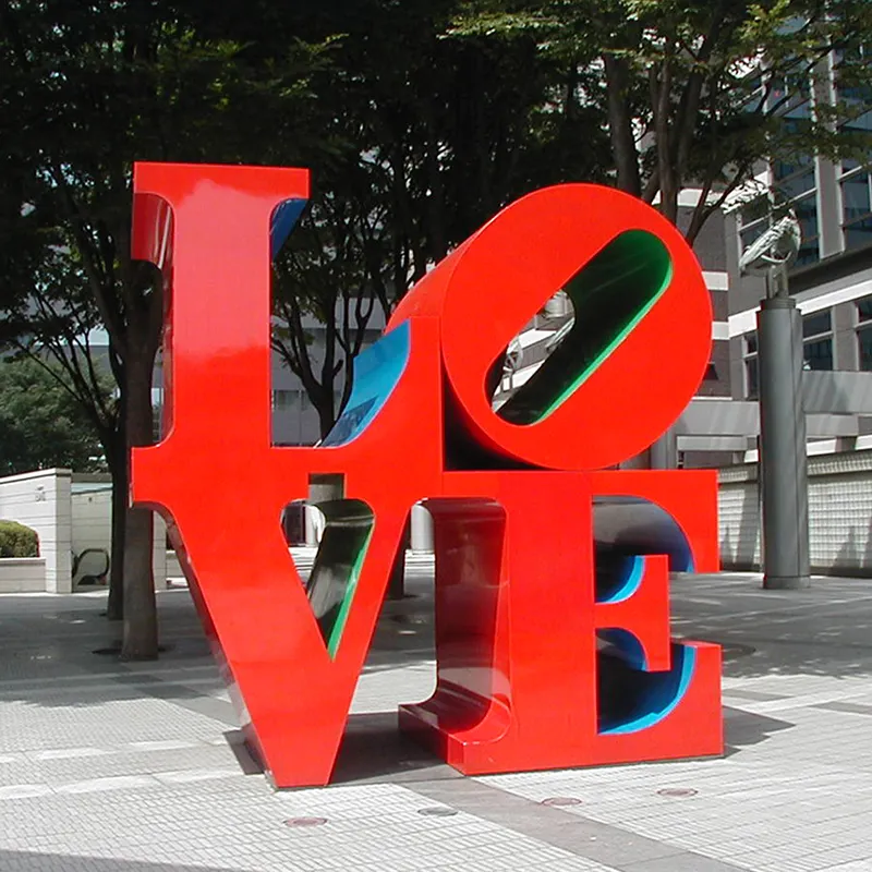 Sculpture décorative d'amour en acier inoxydable, Art d'extérieur contemporain, amour, amour, amour