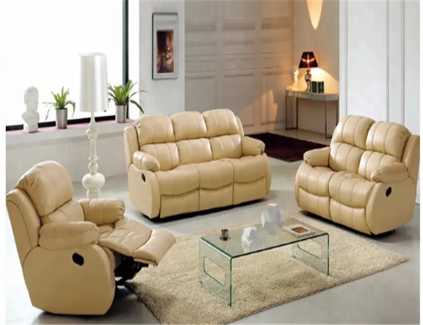 Hot selling modern Top italy Grain leather contemporary furniture classic recliner sofa