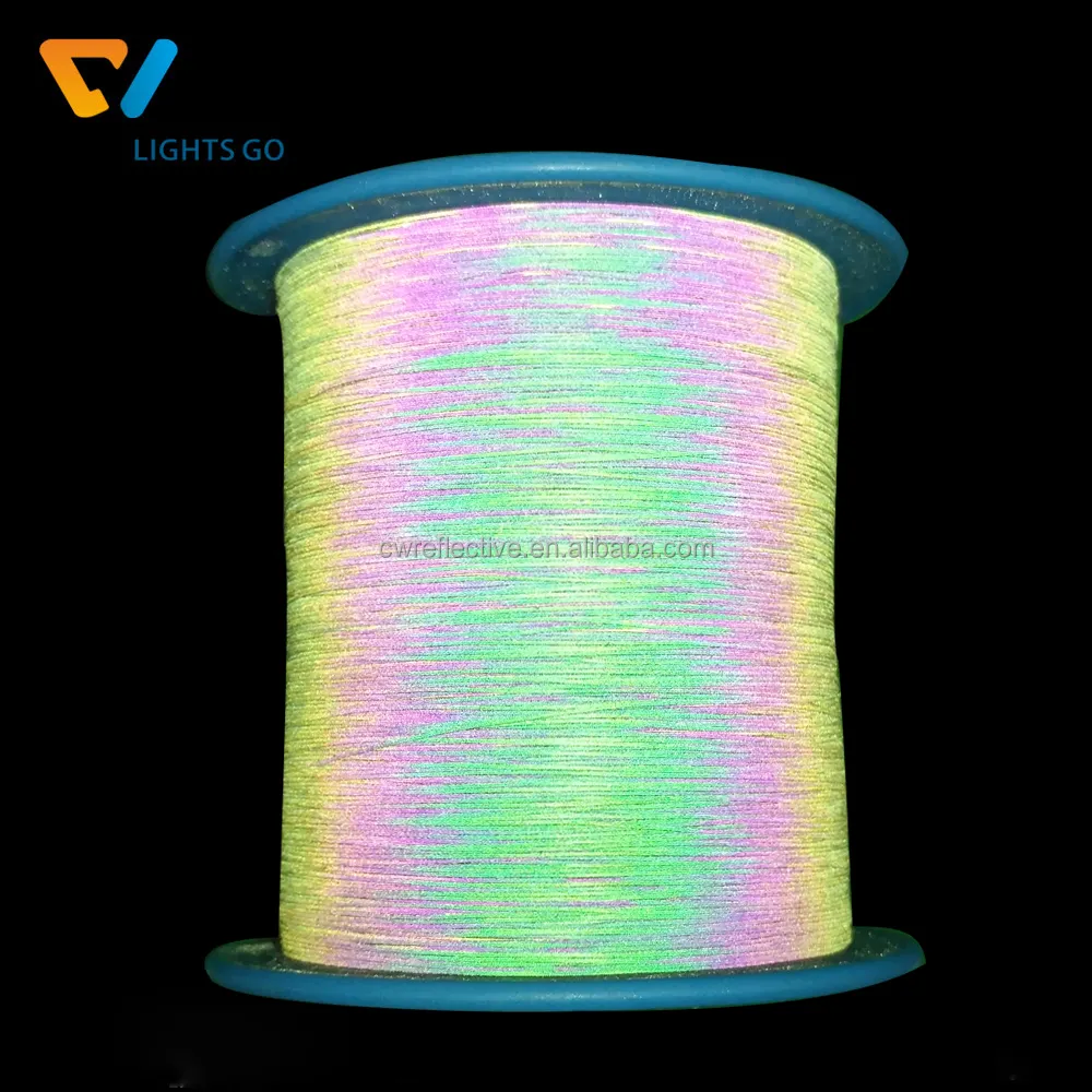 Lado doble arco iris reflectante hilo/iridiscente reflectante hilo para tejer suéter