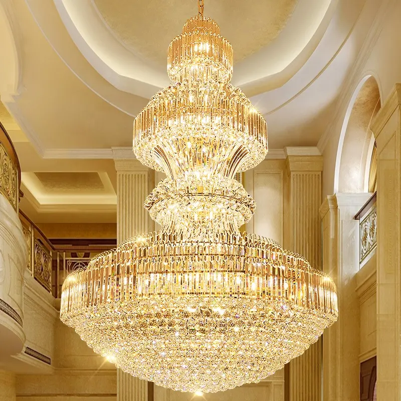 Extra Grande Luxo Banquete Hall Lustres Luzes Pingente Iluminação De Cristal Do Lustre