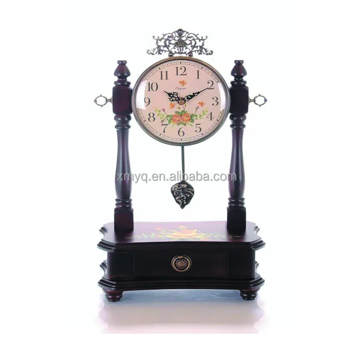 Reloj de péndulo de madera marrón antiguo para decoración del hogar