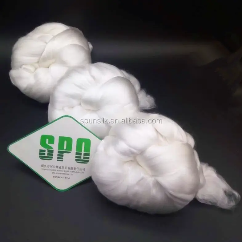China 100% pura seda de fibra de seda de plata con buena calidad y precio competitivo de SPO