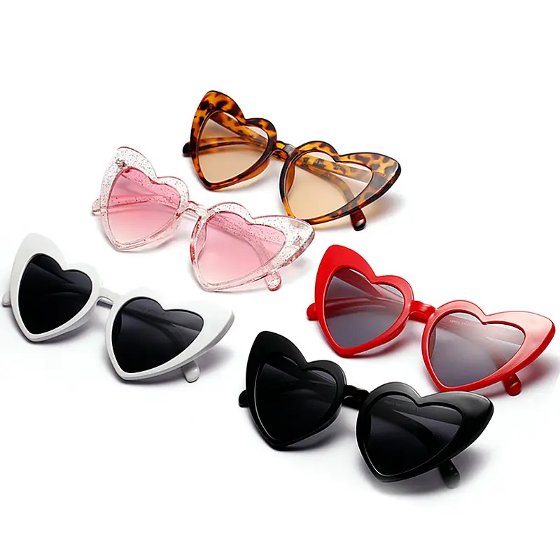 En gros Mignon Sexy Dame Lunettes de Soleil Yeux De Chat Rose Lunettes de Soleil UV400 Femmes En Forme De Coeur Lunettes De Soleil