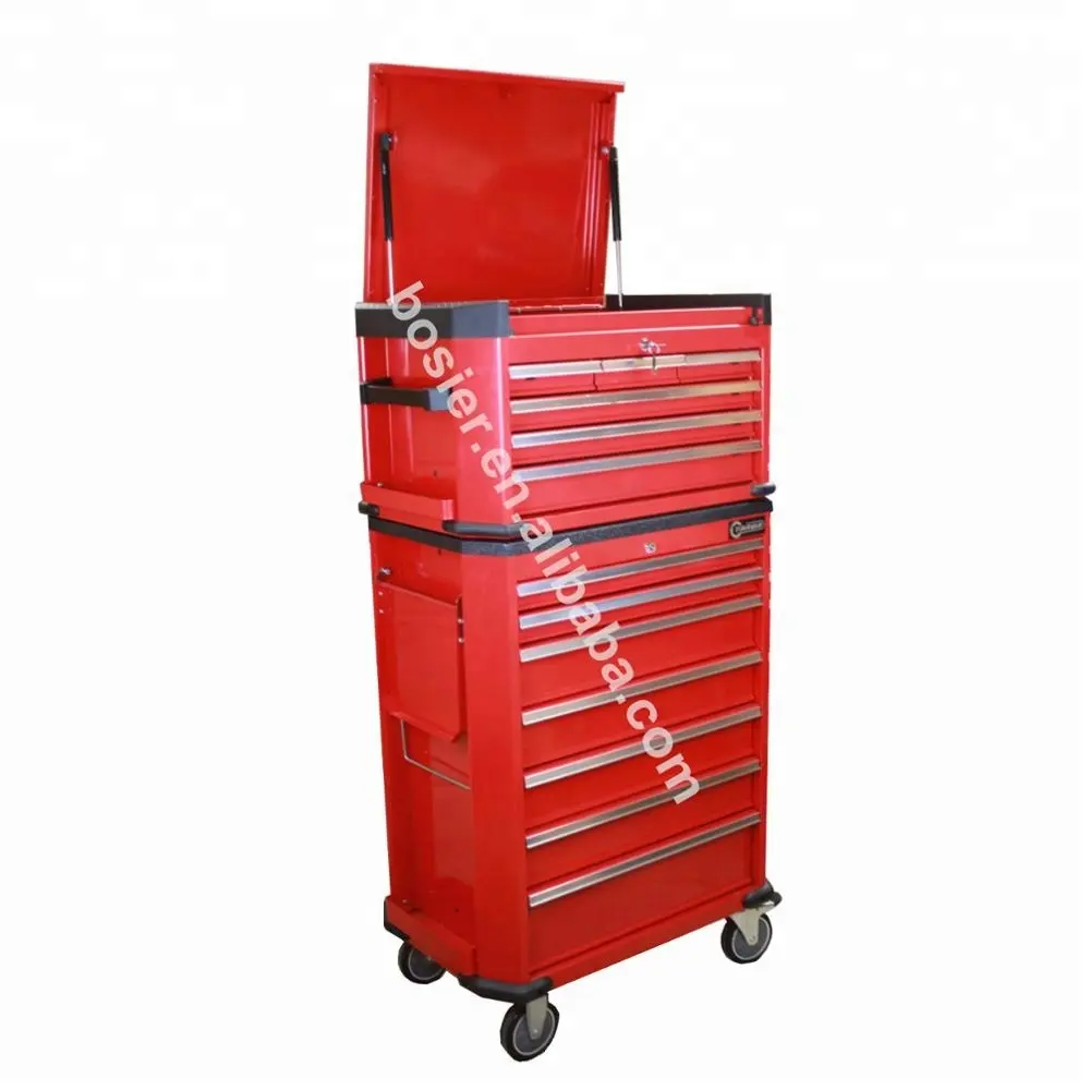 خزانة أسطوانات 7 خزانة أدوات بأدراج أداة مربع عربة باللون الأحمر