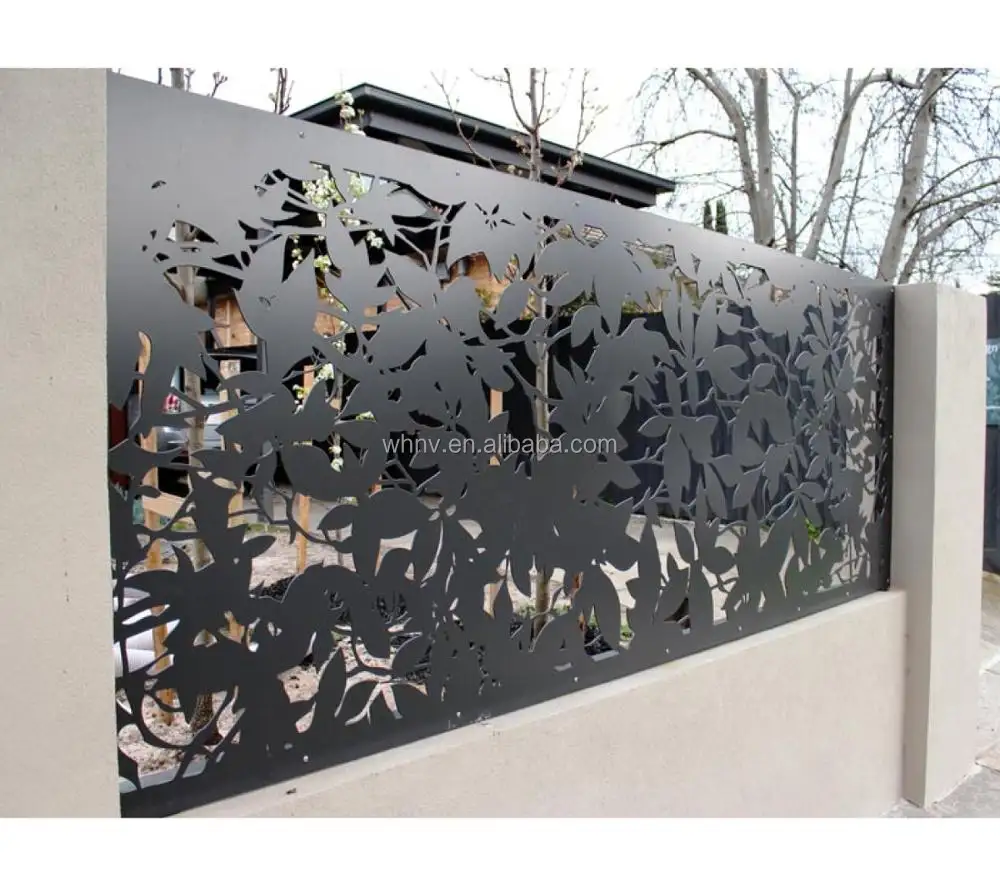 Panneau de clôture métallique, panneau décoratif de clôture en acier perforé, modèles de panneau de clôture en fer perforé 1 pièce