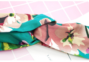 热卖 Teal 天竺葵花朵印花弹力发箍女孩布艺头箍打结 Headwrap Head wear 100 pcs/lot 5 颜色