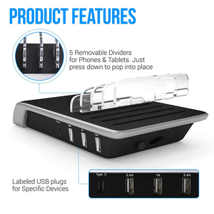 USB Charging Station for Multiple Devices for <strong>Apple</strong> for Android Charging Station Organizer Phone Charger Station Charging - Product Image 3