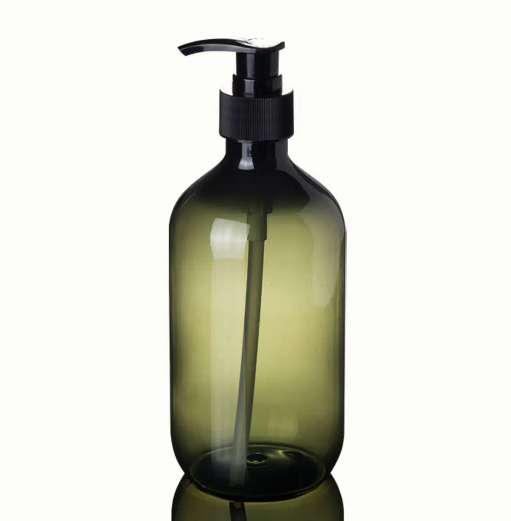 500ml Pet Plastik grüne Shampoo flaschen mit schwarzem Deckel Leerer Seifen flüssigkeits pumpensp ender/Nachfüllbarer Lotion behälter zum Verkauf