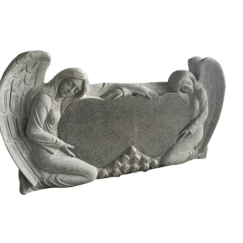 De alta calidad mejor venta barato personalizado Tumba de mármol piedra Memorial doble Ángel corazón doble lápida lápidas, monumentos