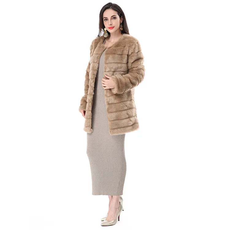 Plus Size Ladies Fake Rabbit Fur Coats Female Coat Winter