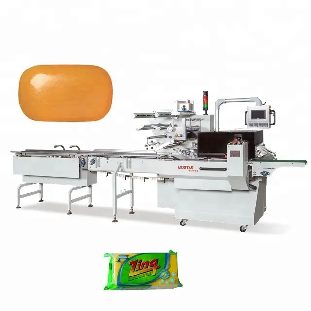 Máquina automática de embalaje de flujo de envoltura Horizontal de jabón, fabricante profesional de China, para tienda minorista
