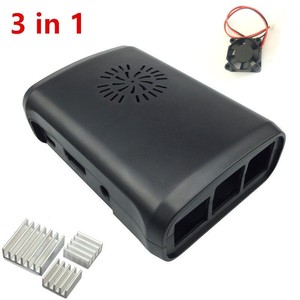 Pi Box-Carcasa de ABS con módulo de ventilador para Raspberry Pi 3, Raspberry Pi 2, Raspberry Pi Modelo b plus, disipador de calor de aluminio puro, 3 uds.