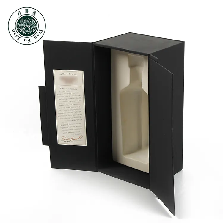 Black magnetic closure wine case bottle gift box custom shaped magnetic closure package box