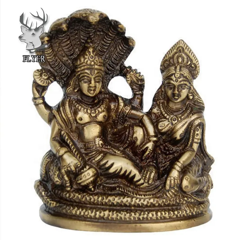 الديكور اليد التي قدمت النحاس Laxmi فيشنو/لاكسمي نارايان النحت تمثال إله الهندوسي الرب المعبود