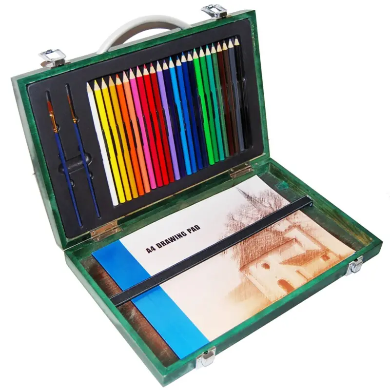 28-Piece Assorted Material Art Creativity Set for Painting & Drawing Packaged in Color Box with Printed Logo