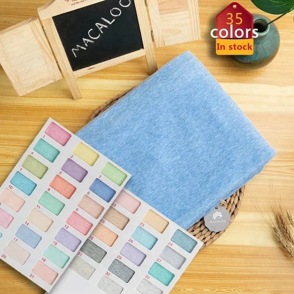 Heather สี cotton blend jersey เดี่ยวถัก melange ผ้าสำหรับชุด