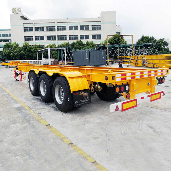 China Supplier 45 Feet 3 Axles Gooseneck Skeleton Semi Trailer