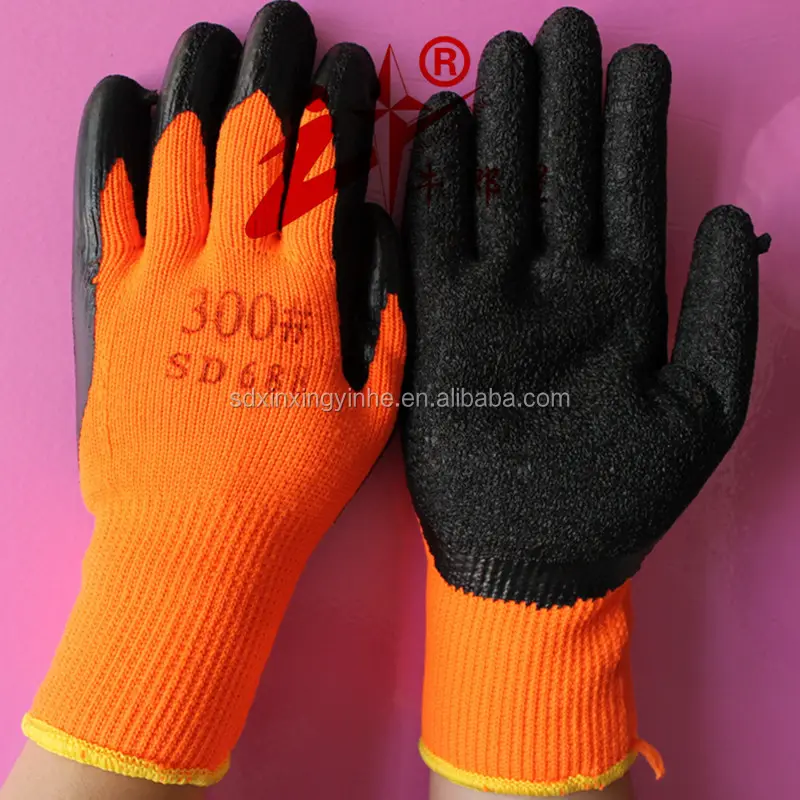 terry shell palm coated winter work thermal gloves