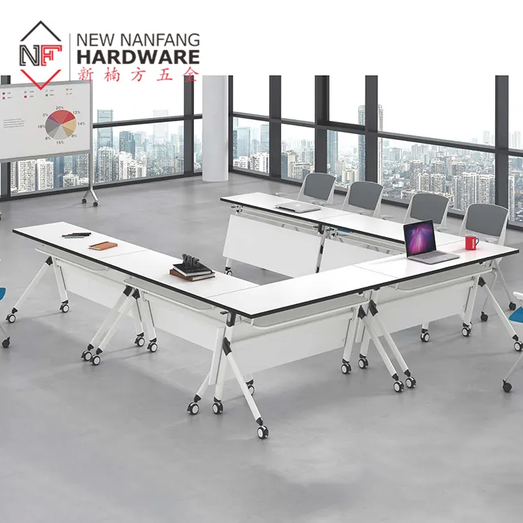 Modern furniture office training foldable table frame with moveable wheel for training table