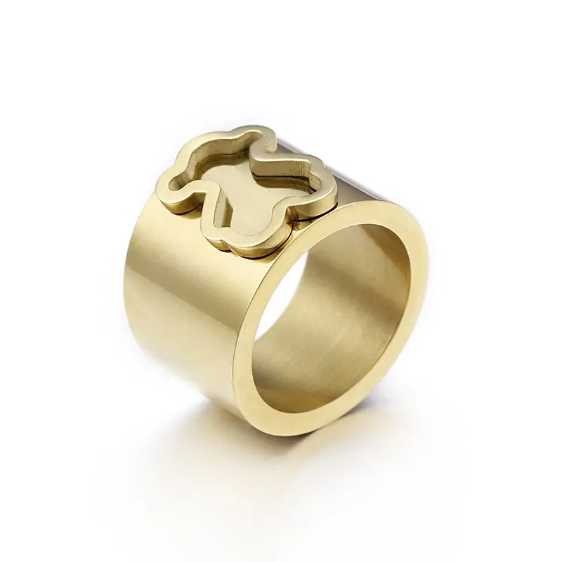 Hot Selling Fashion Wholesale Cheap Womens Gold Band Wide Stainless Steel Rings