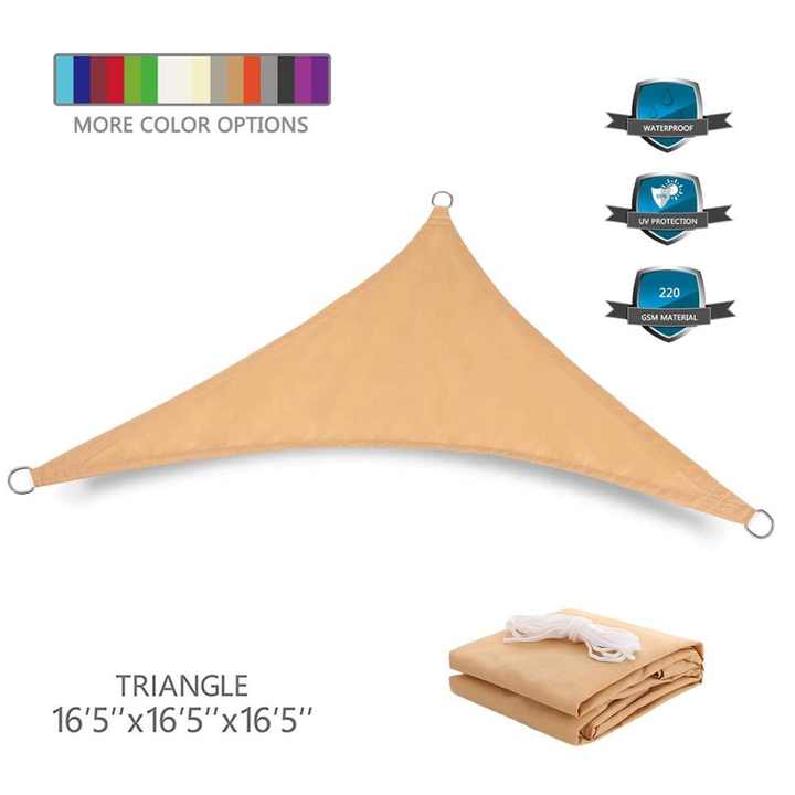 16.5ft*16.5ft*16.5ft Sun Shade Sail Outdoor Garden Waterproof Awning Canopy Patio Cover 98% UV Block