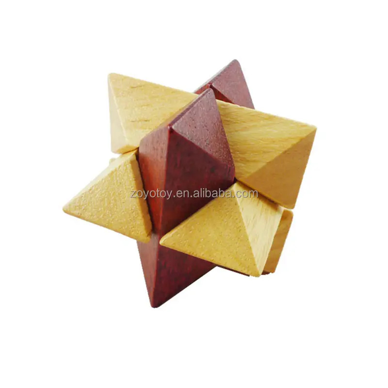 De duas cores Estrela do ângulo agudo de madeira puzzle brinquedos fazer brinquedos de madeira burr 6