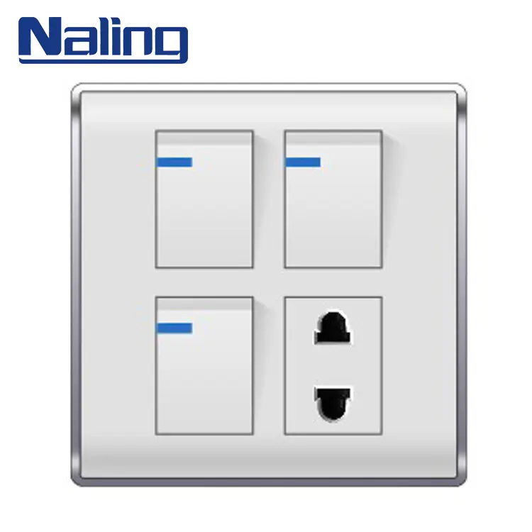 Naling Most Popular Items Electric 3 Gang Wall Switch And 1 Way Socket For Household items