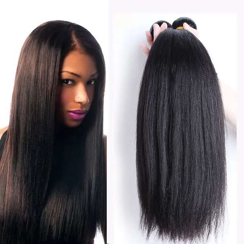 Atacado Yaki Straight Weft Não Transformados Virgem Brasileira 100% Cabelo Humano 4C Kinky Pacotes Retos personalizado