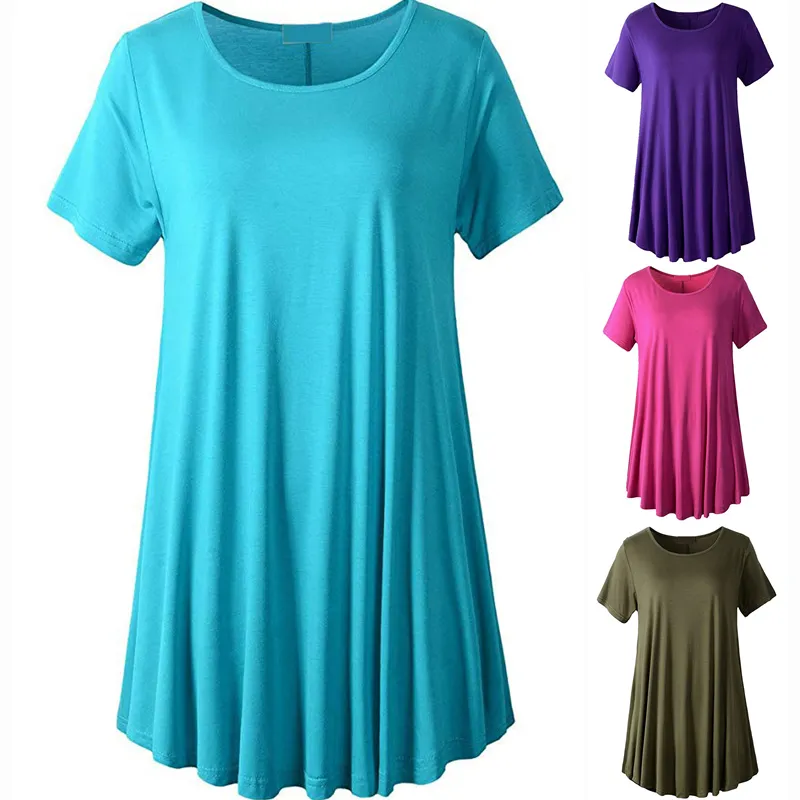 Loose Fit Swing Ladies Summer Tunic Tops For Women