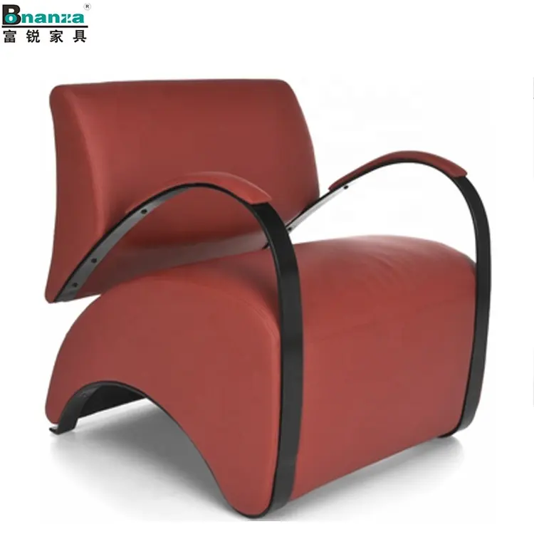 Cadeira do aço inoxidável do apoio do braço moderno do couro feito em guão em aço inoxidável da cadeira ocasional para venda