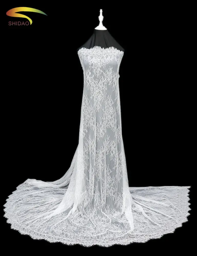Toptan düğün kirpik için chantilly naylon dantel kumaş Fransız kadın elbise