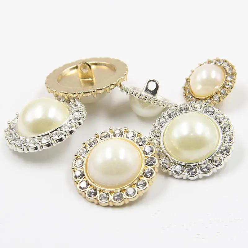 Botón redondo de diamantes de imitación para decoración de boda y ropa, 18mm, blanco, 2017