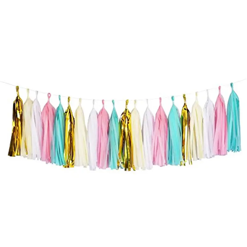 Carta velina Tassel Garland Fpr Matrimoni Decorazione Di Compleanno Rosa Lamina D'oro Nappa