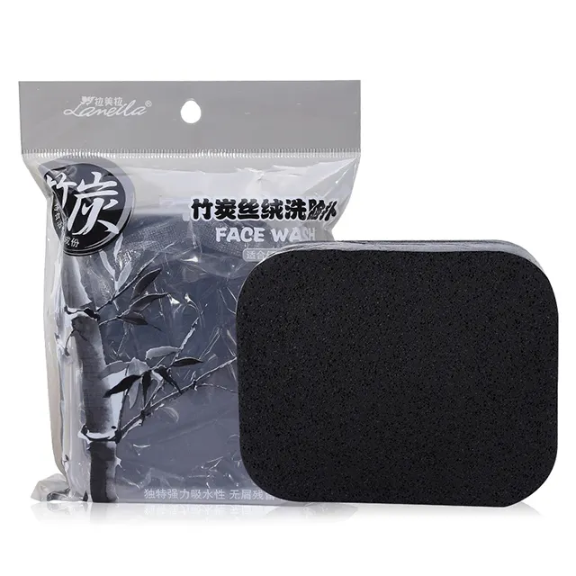 Black Color PVA Professional bamboo charcoal facial sponge Exfoliating Cleansing Sponge for Facial face clean