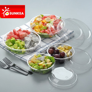 Ekstra büyük <span class=keywords><strong>900ml</strong></span> tek kullanımlık PET plastik salata kasesi kapaklı