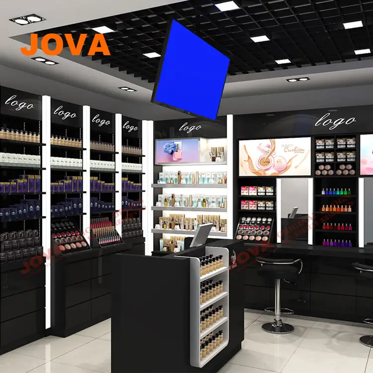 JOVA-حامل عرض/أرفف حائطية خشبي يوضع في متاجر مستحضرات التجميل