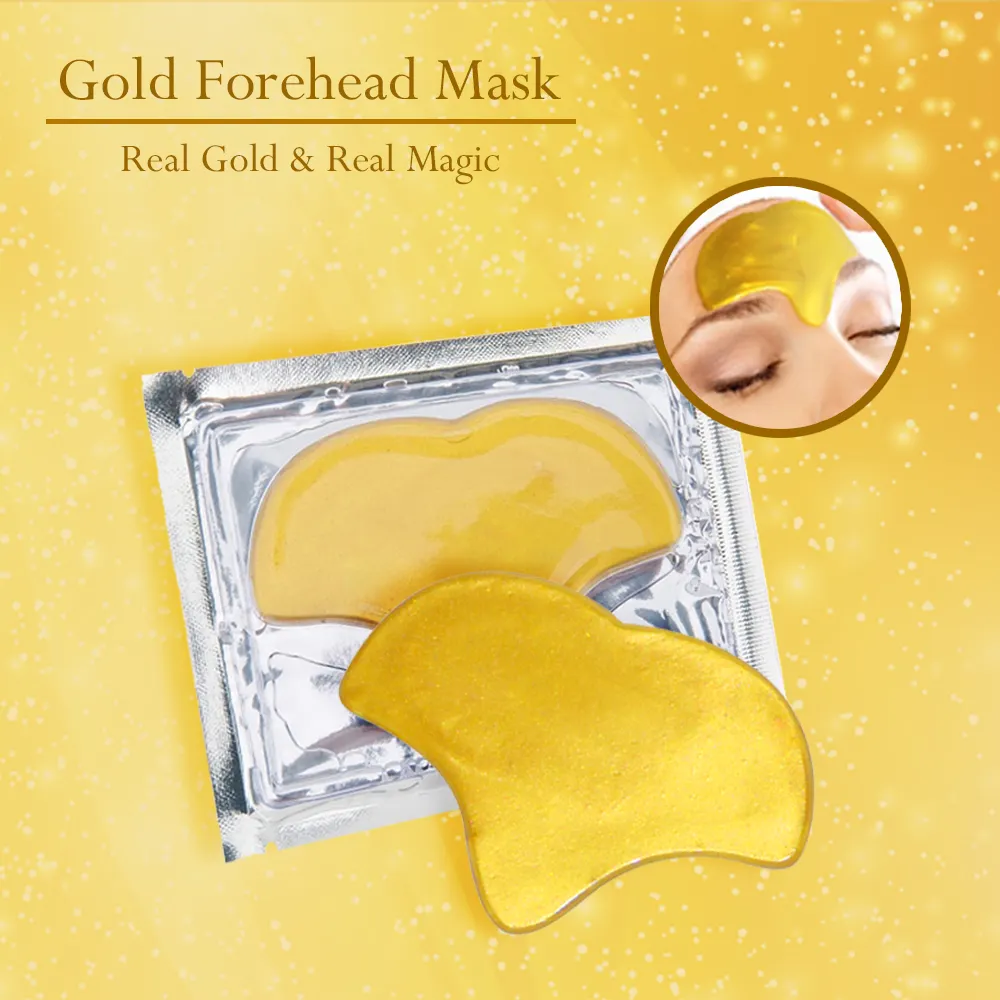 Toptan satış hidrojel alın maskesi 24k altın kolajen maskesi kaldırma şeritleri kırışıklık karşıtı alın yama nemlendirici maskesi tedavisi