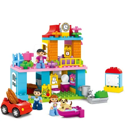 JDLT Spielzeug für Kinder DIY 3D Puzzle Bloks pädagogische montieren ABS große Kunststoff gemütliche Familie Spiel 96pcs Baustein Ziegel gesetzt