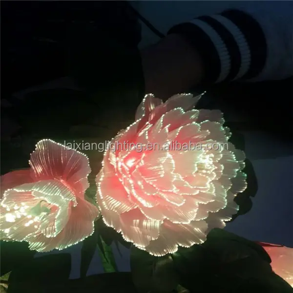 Nuovo zhongshan fabbrica di illuminazione di plastica RGB fiore lampadario in fibra ottica a led fiore luce con 2 anni di garanzia