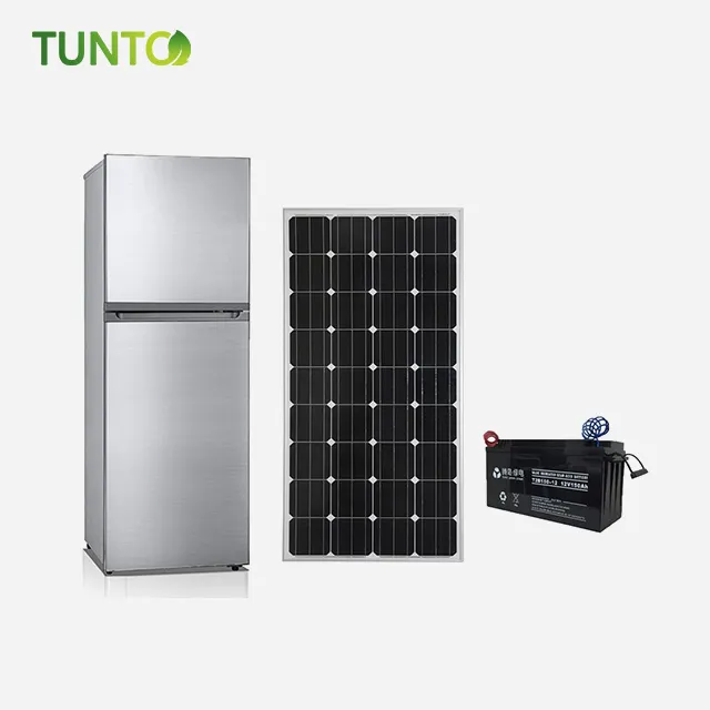 Fábrica de China DC de energía solar refrigerador congelador doméstico 145L nevera de doble puerta